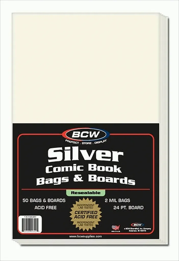BCW Silver Comic Bags et Boards : 50 Ensembles de Protection Refermables