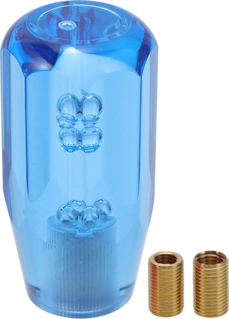 Auto Schaltknauf 10cm Langlebig | Vorderer Schalthebelknauf Universal fš¹r Automatik- und Schaltfahrzeuge Acryl Blau mit 2 Adaptern 1 Set