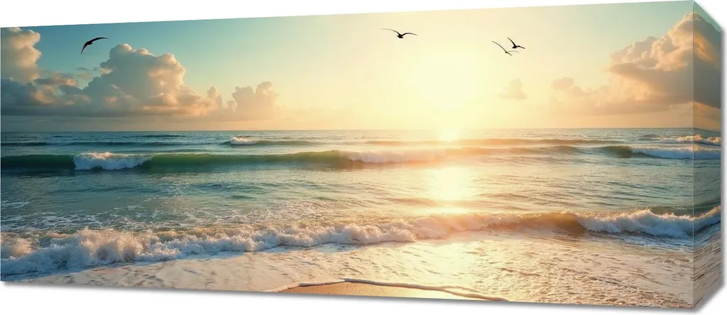 Quadro Panoramico Mare 70x30 cm - Stampa Tela Arredo Casa Vacanze