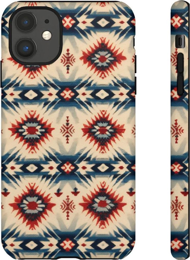 Geometrisches Muster in Rot und Blau – Hülle Kompatibel mit iPhone 11