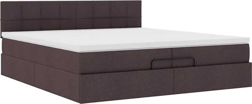 Ottoman-Bett mit Matratze Dunkelbraun 200x200 cm Stoff