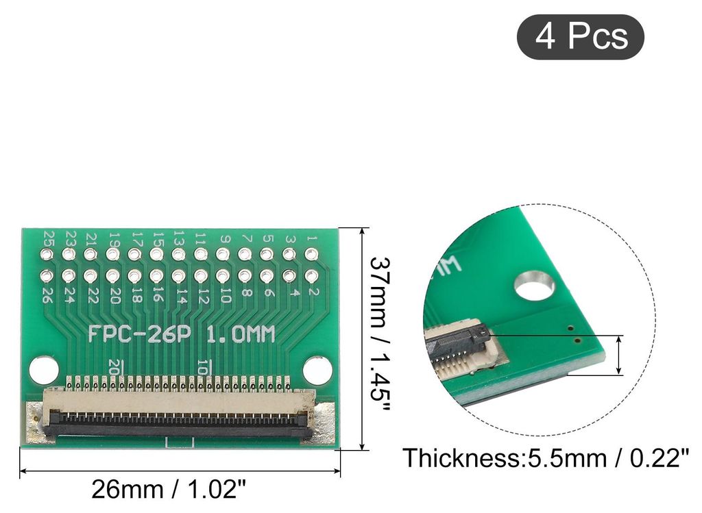 4 Stš¹ck FPC FFC PCB Platine 26P 0.5mm am Sockel Seite Rš¹ckseite 1.0mm bis DIP 2.54mm fš¹r LCD 3D Drucker Kamera DVD TV