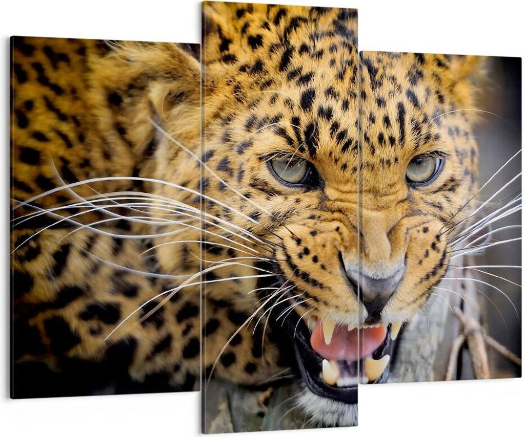 Bild auf Leinwand - Leinwandbild - Leopard tier savanne afrika - 130x100cm - Wand Bild - Wanddeko - Leinwanddruck - Bilder - Kunstdruck - Wanddekor...