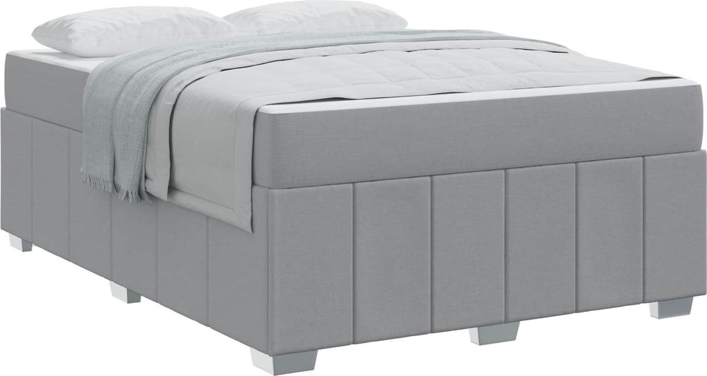 vidaXL Bettrahmen mit Matratze Hellgrau 160 x 200 cm Stoff