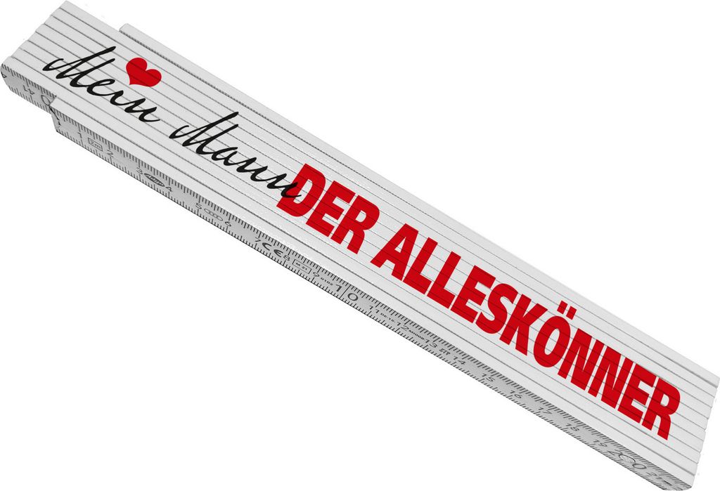 Mein Mann der Alleskönner Meterstab aus Holz mit Herz für den geliebten Ehemann
