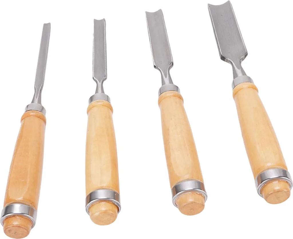 Set de gouges de sculpture pour bois 4 pièces avec poignées en bois