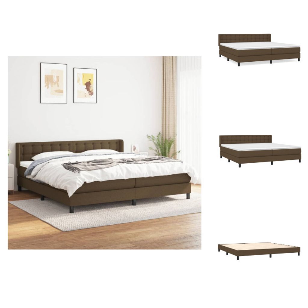vidaXL Boxspringbett mit Matratze Dunkelbraun 200x200 cm Stoff - Betten & Bettgestelle
