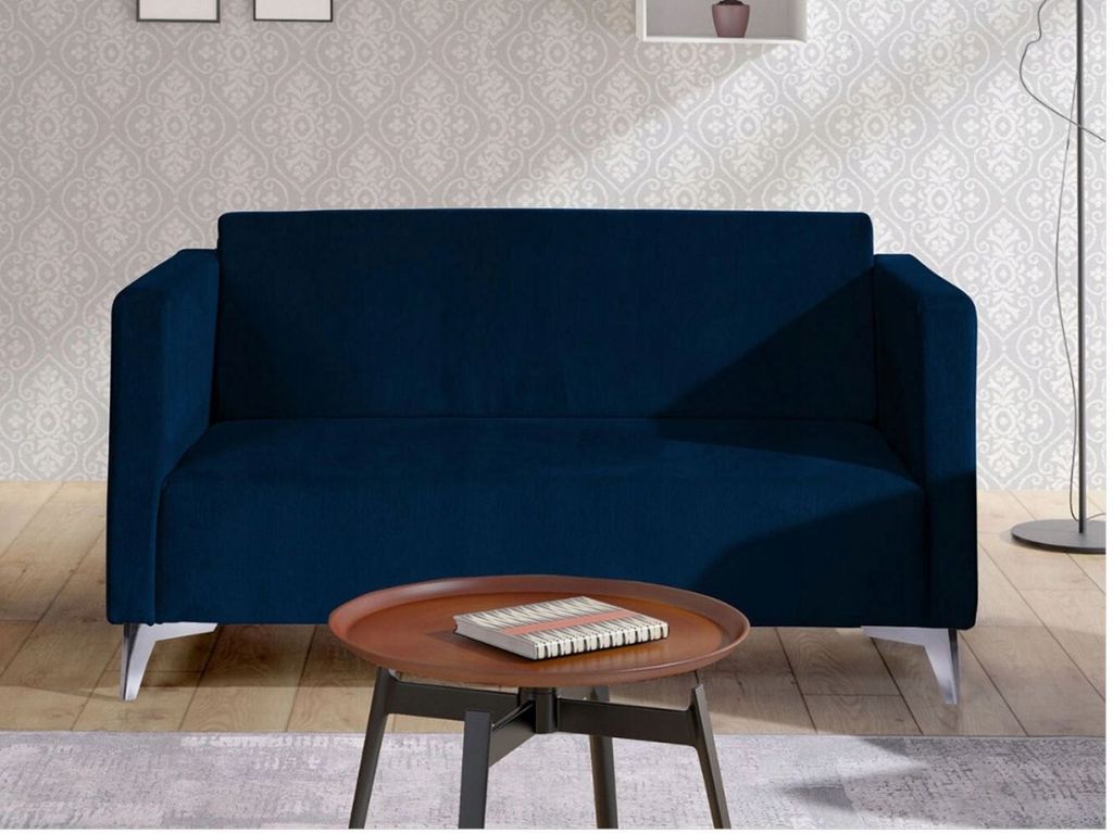 Zweisitzer-Sofa SIMON – dunkelblau / Metallbeine