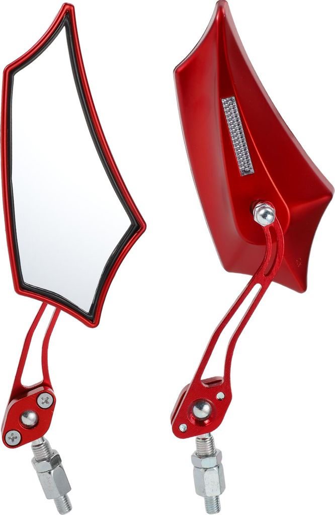 1 Satz Motorrad-Rückspiegel Lenkerenden-Seitenspiegel Halterung Universal Einstellbar Aluminiumlegierung Kunststoff Rot M10 M8 Prismatische Form
