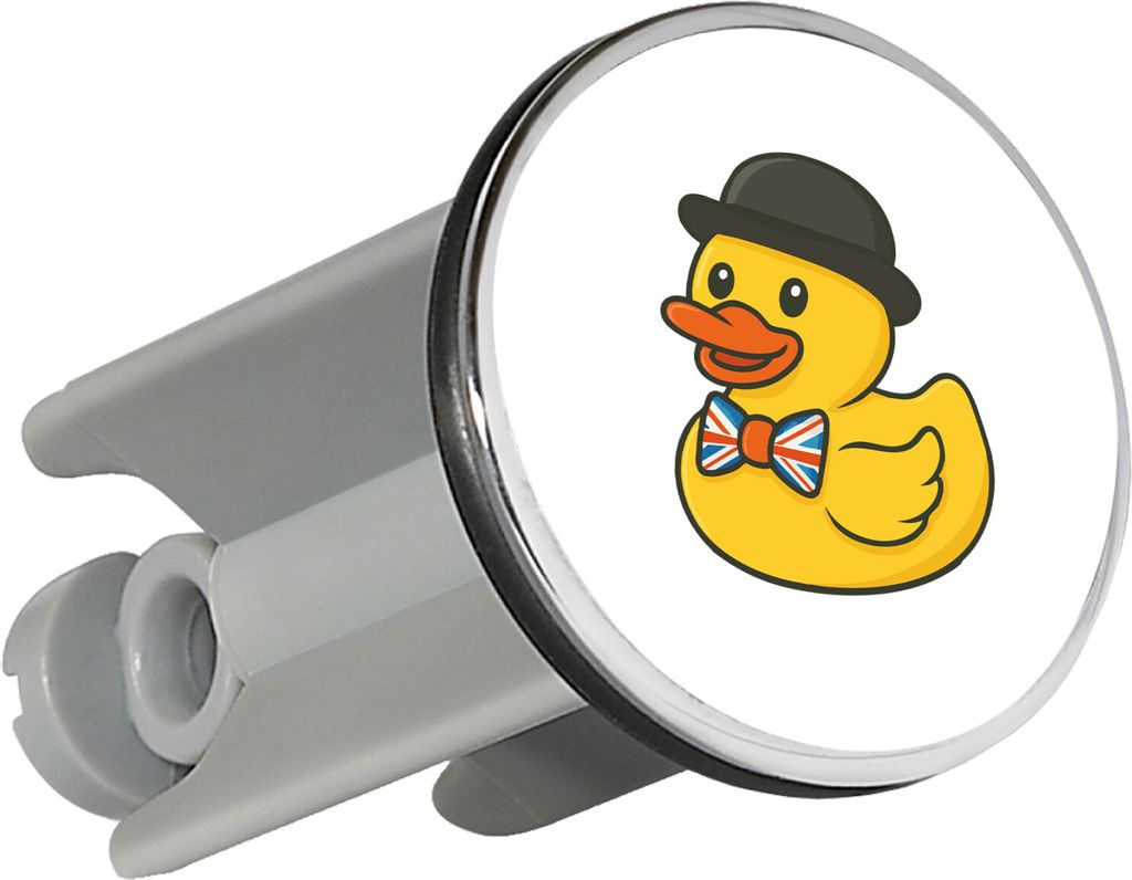 Huuraa Waschbeckenstöpsel Quietscheente Großbritannien Gummiente Brite 4cm höhenverstellbar Abflussstopfen Geschenkidee
