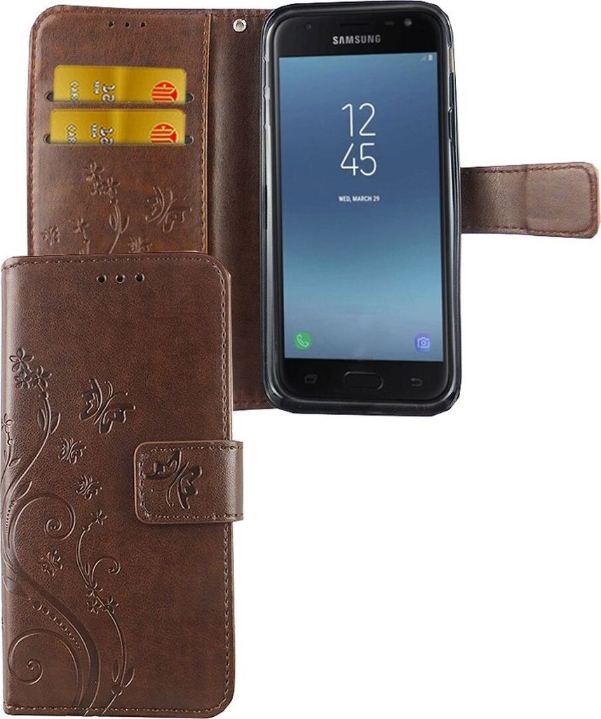 Schutz Hülle Blumen für Handy Samsung Galaxy J5 2017 Coffee