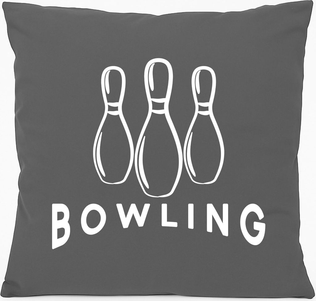 Huuraa Kissen Bowling Pinns 40x40cm mit Füllung Steel Grey Baumwolle Dekokissen Geschenkidee