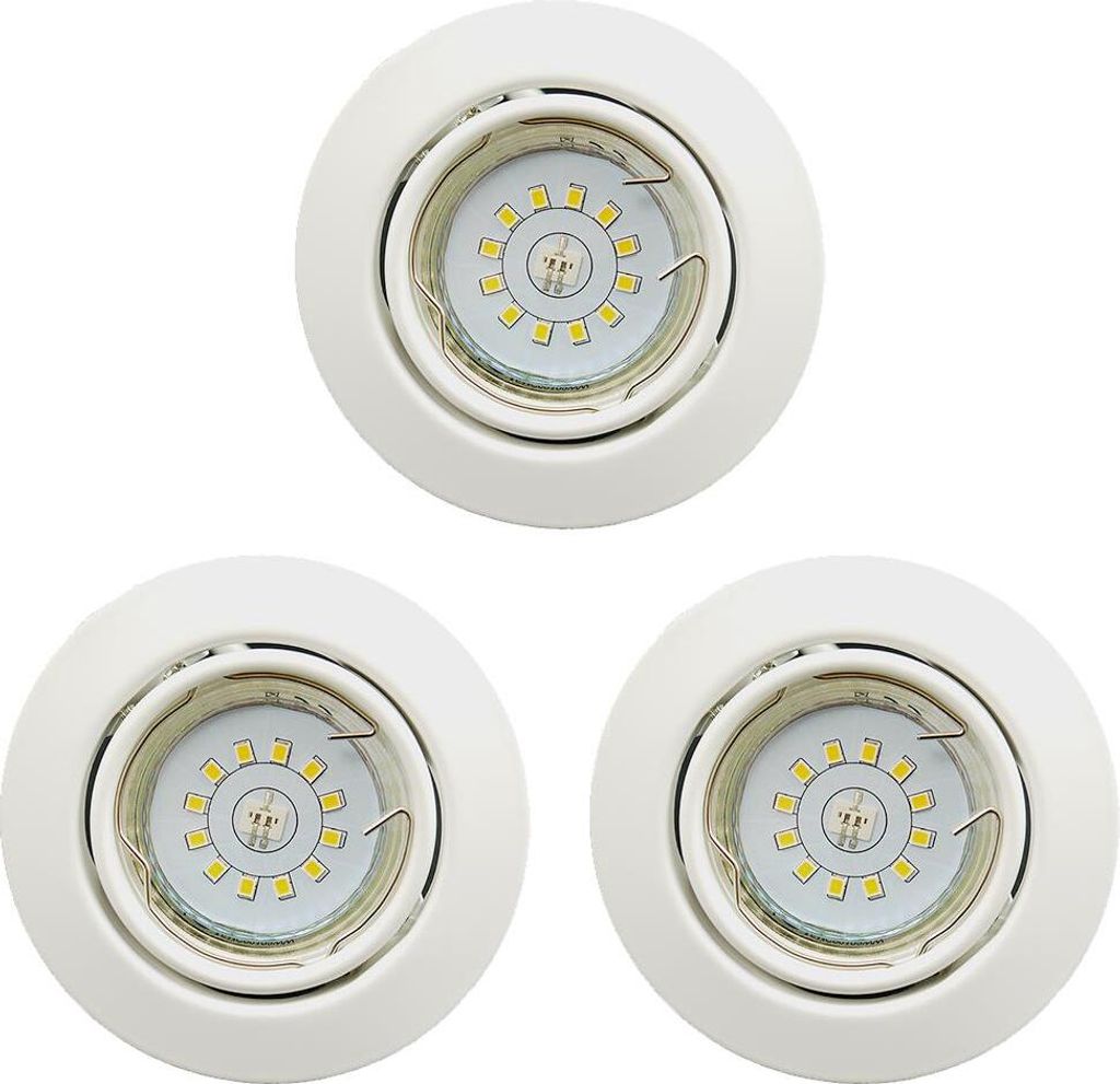 3 x LED Einbauleuchte weiß rund schwenkbar GU10 3Watt Produktbild 