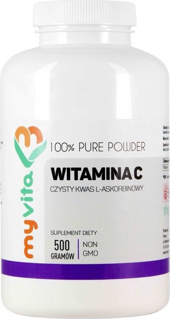 MyVita Hochdosiertes Vitamin C Pulver, 500g - Langzeitvorrat Maximale Frische