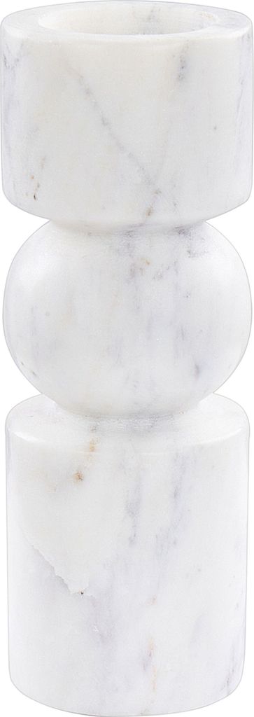 BELIANI Dekorativen Kerzenständer Weiß Keramik 17 cm Kurvenförmige Minimalistische Boho Kerzenhalter
