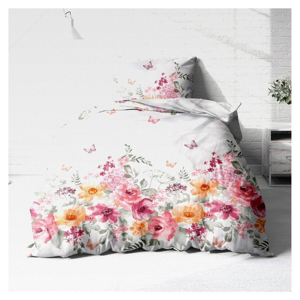 Bettwäsche 135x200 + 80x80 cm - Blumen Design Gelb - Sommer Bettwäsche aus Baumwolle - Weich, Atmungsaktiv & Hautfreundlich - bügelfrei