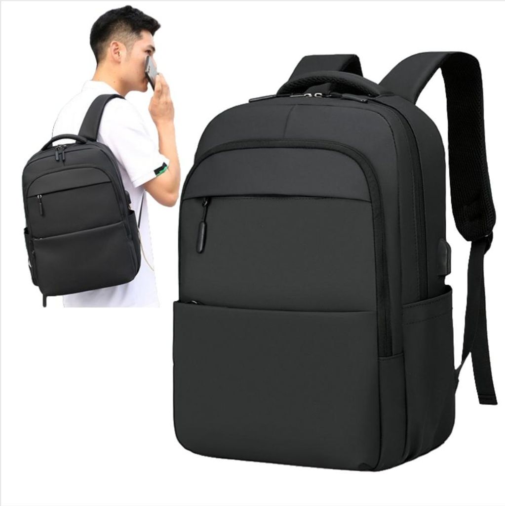 INF Großer Business-Rucksack für Herren, Laptop-Rucksack Schwarz