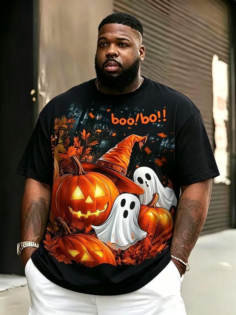 Herren Halloween Oversize T-Shirt,bedrucktes Kurzarmshirt Produktbild 