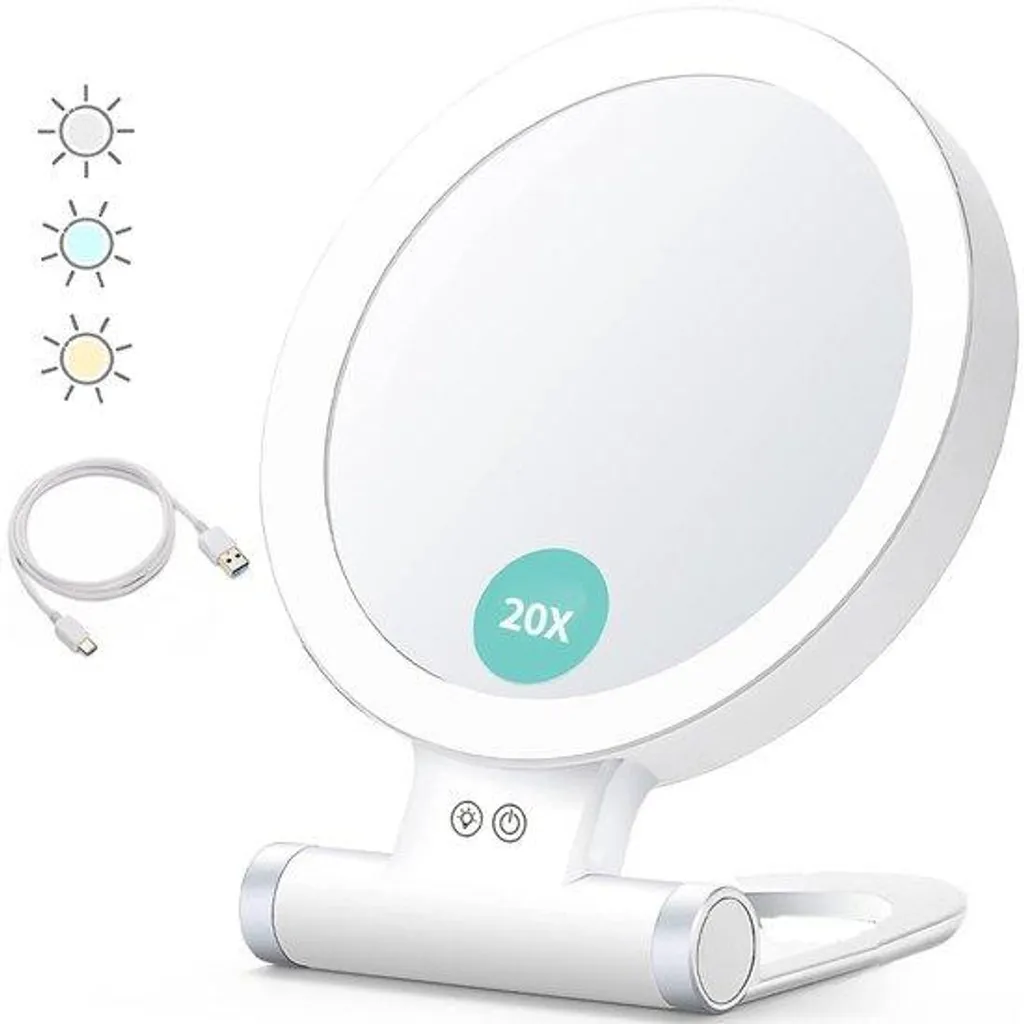 Miroir grossissant électronique 20x de poche éclairage 3 modes LED