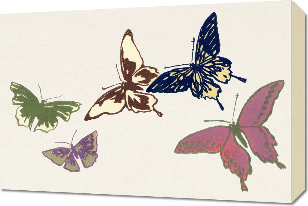 Bild 60x40cm Schmetterling 21, Japanisches Vintage Sekka für das Wohnzimmer