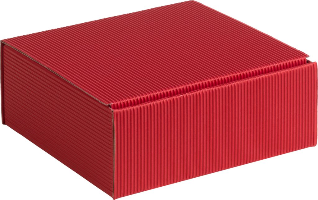 Geschenkbox aus offener Wellpappe, Geripptes Karton ROT, Format 20x19x10cm, 35 St.