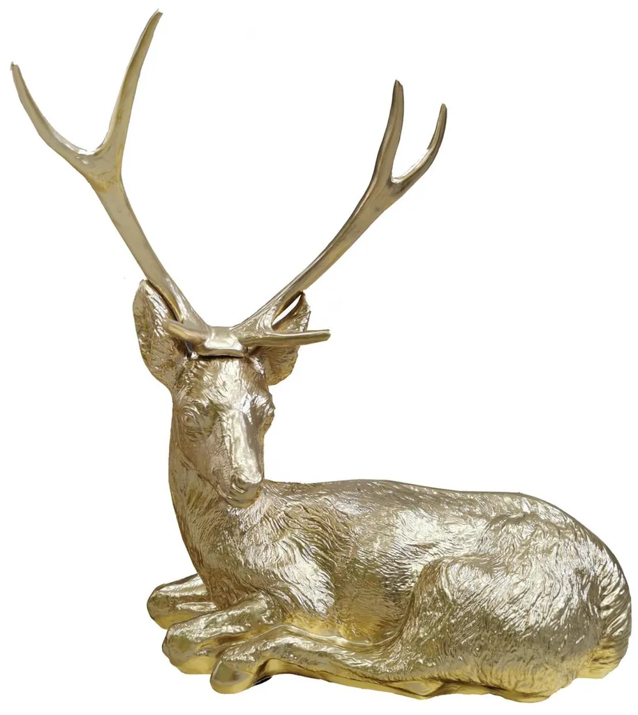Statue Élan Dorée Figurine Sculpture Abstraite Design 75cm de Hauteur