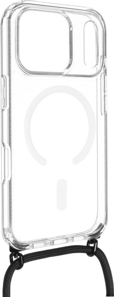Handyhülle für iPhone 17 Pro, Fixed MagPure Neck mit MagSafe, Transparent mit Schwarzen Schlüsselband