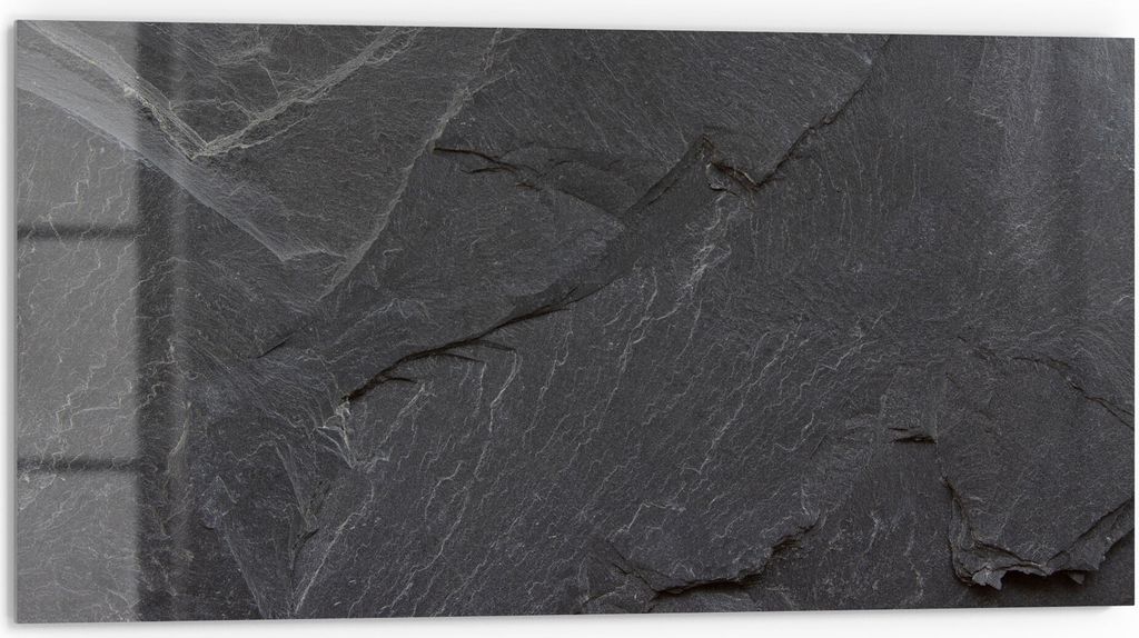 DEQORI Küchenrückwand Glas 80x40 cm 'Schiefersteinoptik' Spritzschutz Bad Rückwand