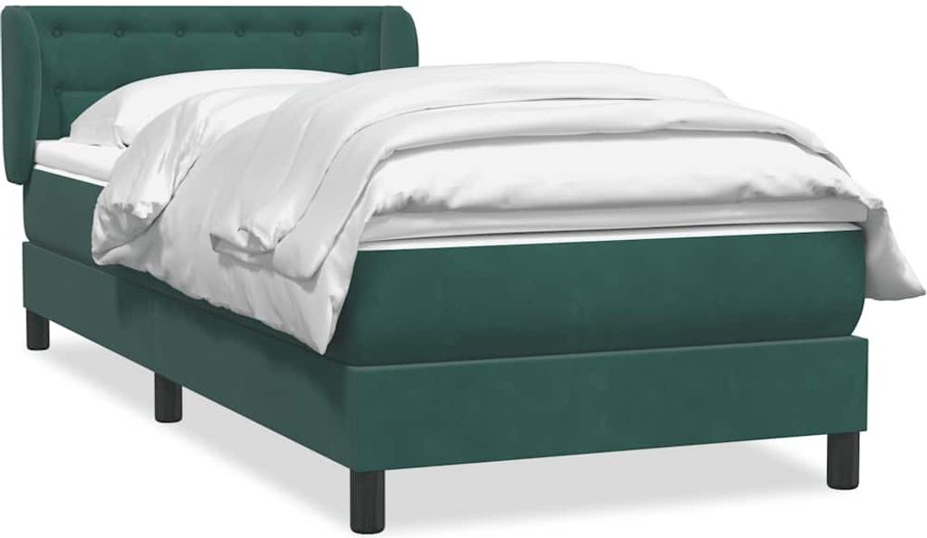 Boxspringbett mit Matratze Dunkelgrün 80x220 cm Samt