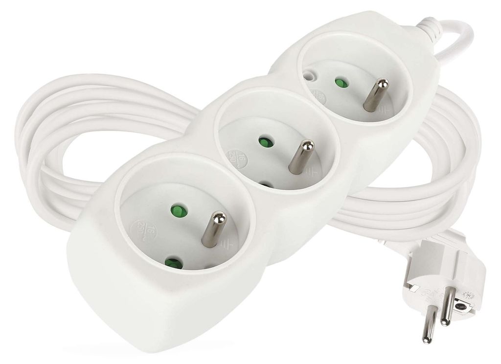 Prodlužovací kabel 5 m / 3 zásuvky / bílý / PVC / 1 mm2