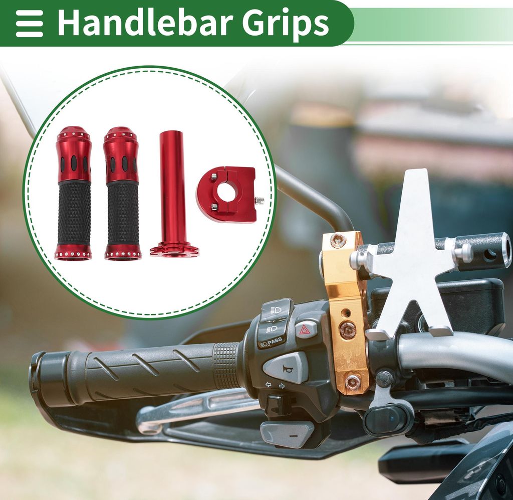 7/8" 22mm 15/16" 24mm Motorrad Lenkergriffe Abdeckung Kit Aluminiumlegierung Gummi Lenkergriffe Rot 1 Satz Diamantmuster, Seitenovales Rillenmuster