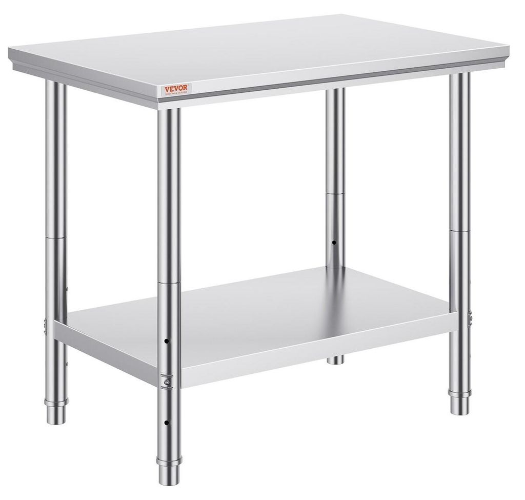 Work Table 24 x 36 x 32 Inches NSF Stainless Steel Work Table for Commercial Kitchen Prep Workbench 60X90X80cm with Lower Shelf Work Table Silvery ...