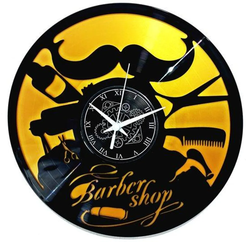 Horloge murale vintage en vinyle noir et or B2 - Décoration chic