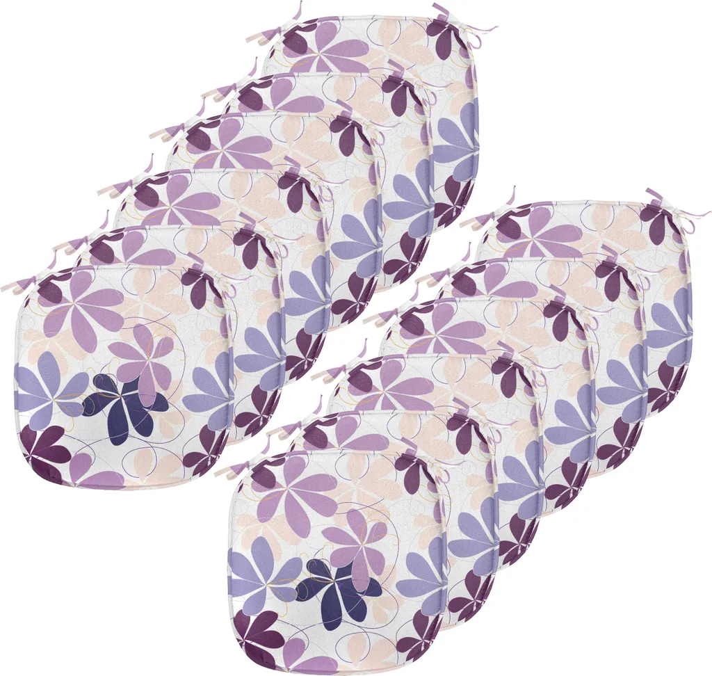 Offerta 12 Cuscini Sedie 40x40 Fiori Viola ABAKUHAUS Impermeabili