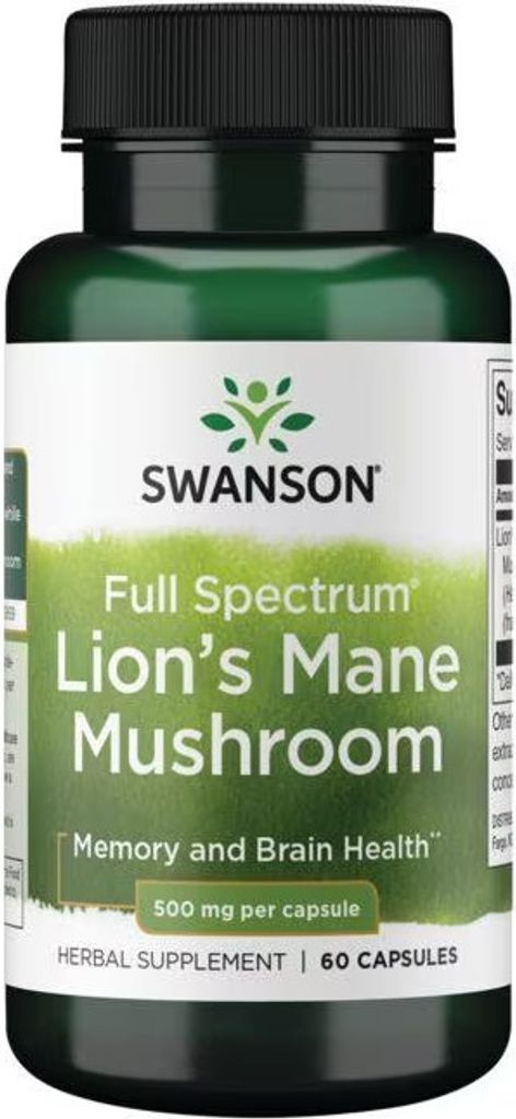 Löwenmähnenpilz 500 mg 60 Kapseln Swanson Produktbild 