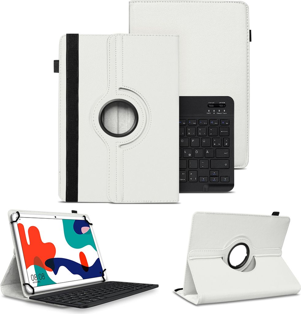Schutzhülle für Lenovo Tab M10a Bluetooth Hülle Tablet Tasche QWERTZ TastaturFarben:Weiss