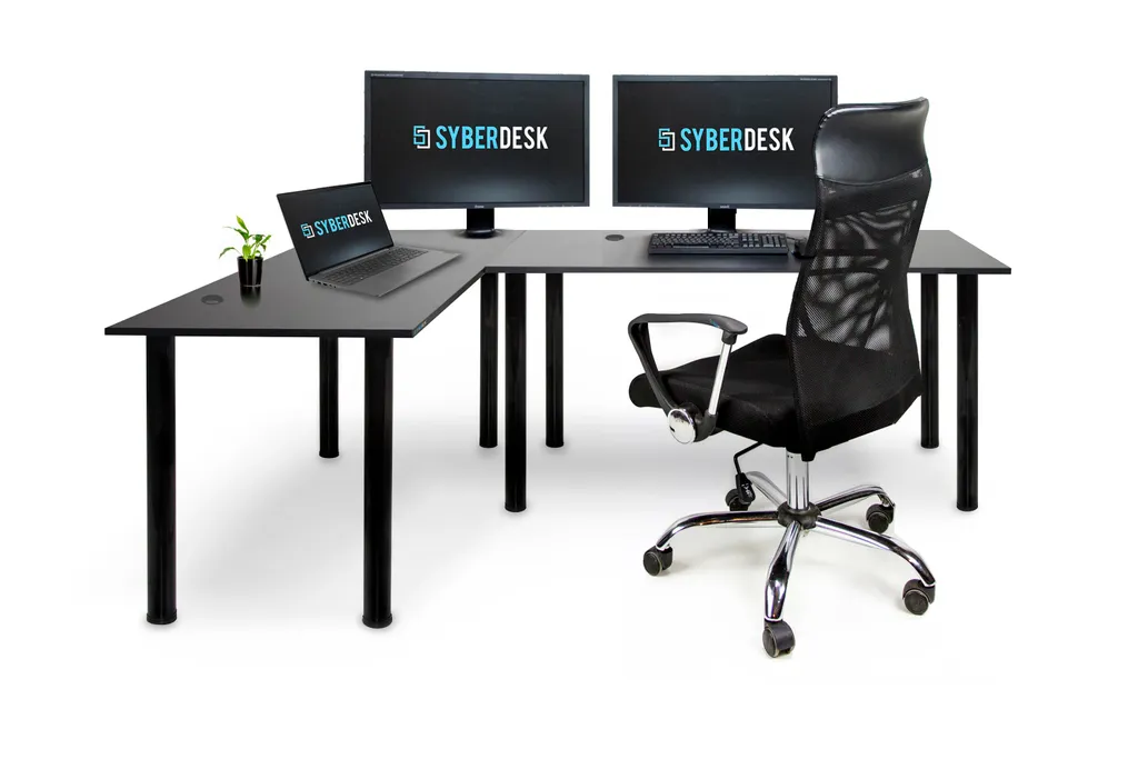 Scrivania angolare SyberDesk Gaming Pro 197 x 132 cm - grande scrivania per computer, scrivania angolare, scrivania per ufficio e giochi (sinistra, nero)