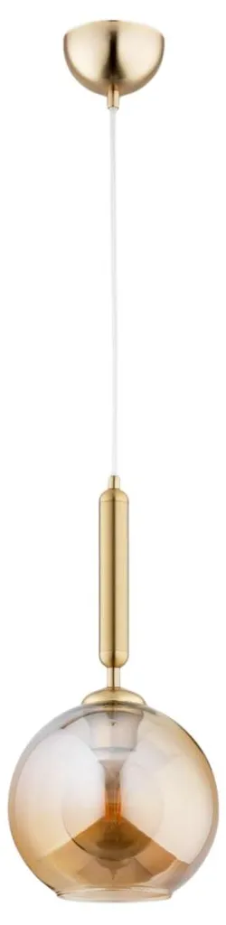 Luminaire suspendu design en verre ambré et métal doré - Modèle GRALL