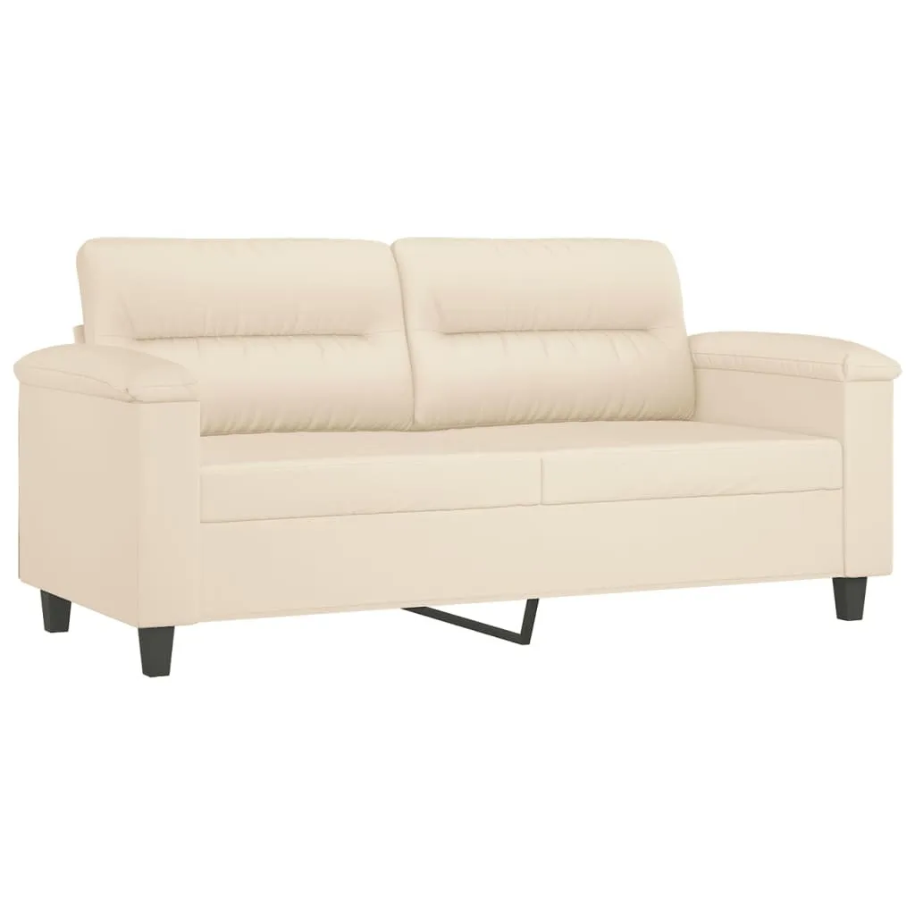 Petit canapé droit 2 places 140cm beige tissu microfibre de qualité