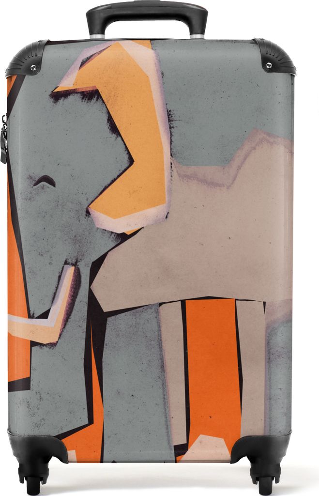NoBoringSuitcases.com Koffer Handgepäck Trolley Rollkoffer Kleine Reisekoffer mit 4 Rollen - Elefant - Kinder - Pastell - Orange - Tiere - Cabin...