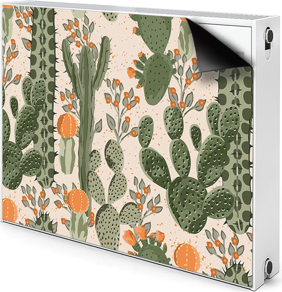 Magnet Heizkörperabdeckung Heizkörperverkleidung Verkleidung Abdeckung 110x60 cm - Orange, Kaktus