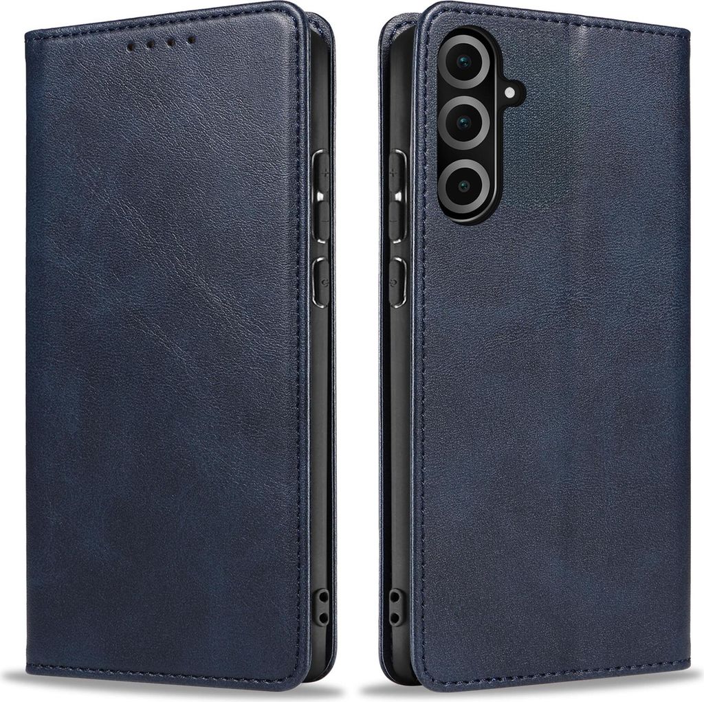 Handyhülle für Samsung Galaxy A26 5G Kunstleder Flip Cover Hülle Handytasche Case Kartenfach Farbe: Blau