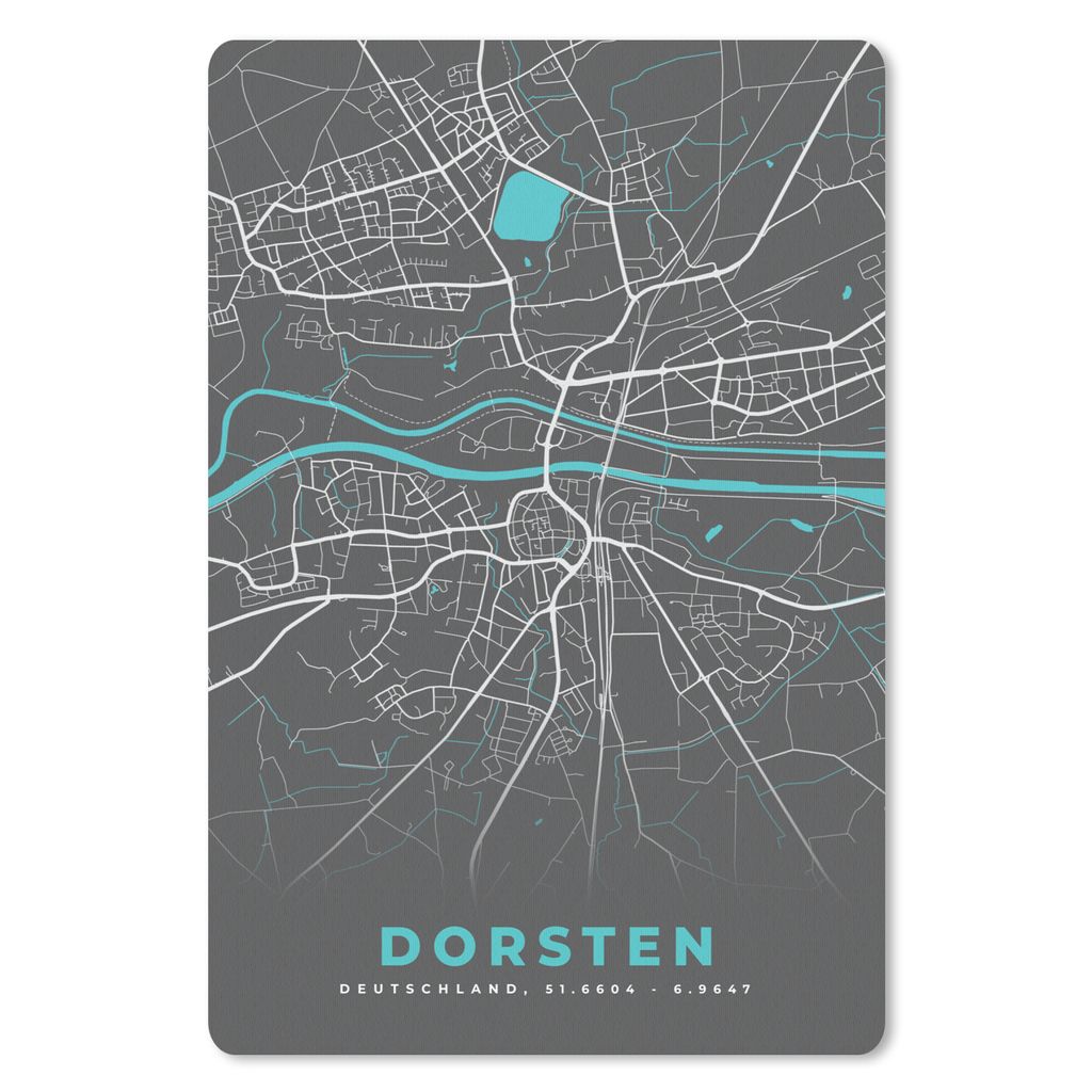 MuchoWow Mauspad Mousepad Blau - Deutschland - Karte - Stadtplan - Dorsten 40x60 cm - Mousepads - Maus Mat - Pad - Mausunterlage - Schreibtisch A...