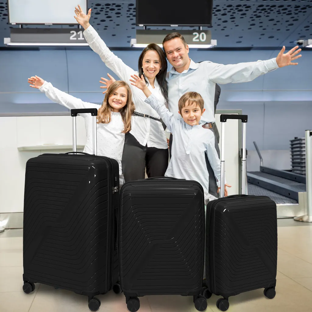 Valise Oslo Noir Extensible X3 : Ensemble de Bagages Robustes et Polyvalents
