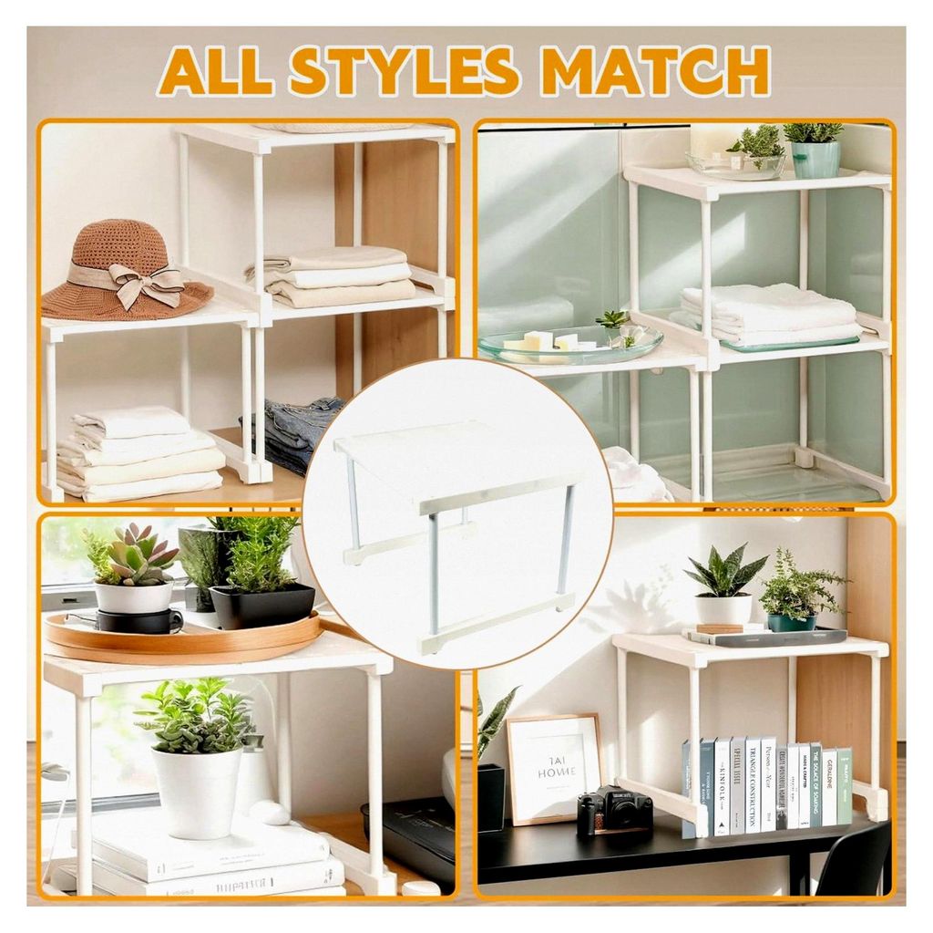 Trennblech für Kleiderschränke und Unter Waschbecken Regal, stapelbare Organizer, Pflanzenständer, Unterschrankregal, Spülschrankregal, Arbeits...