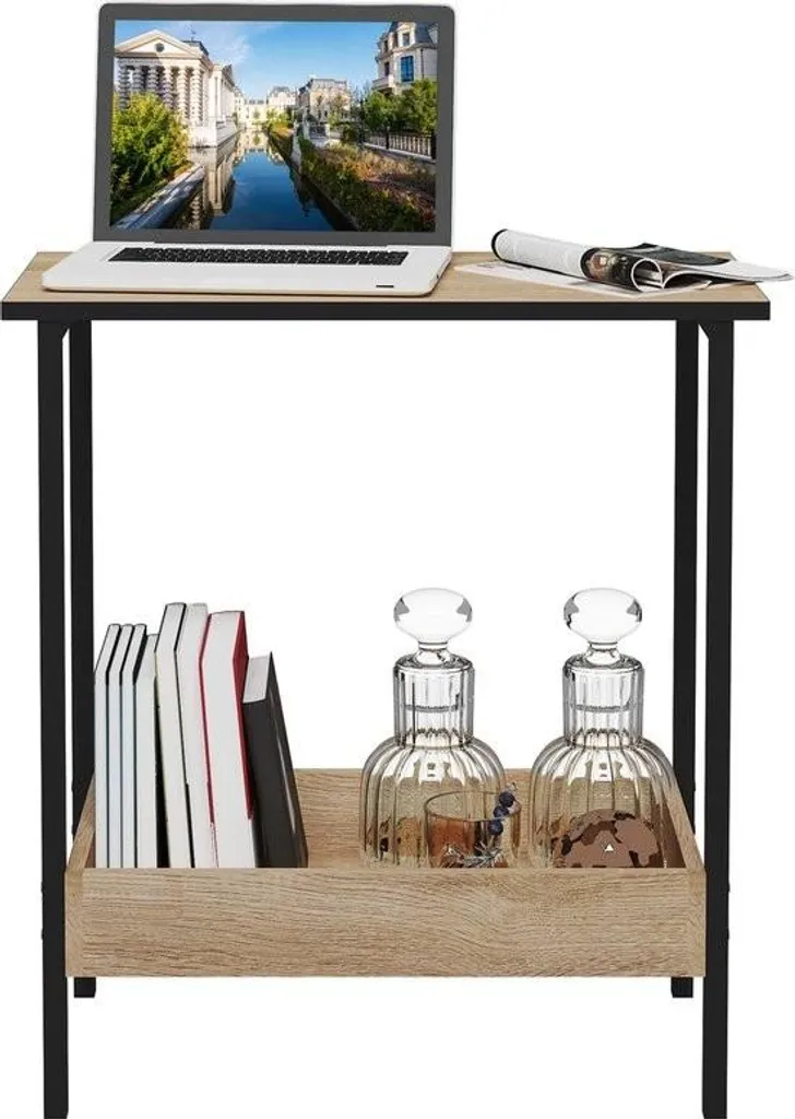 Table basse aspect bois chêne clair 100x60cm - Table d'appoint robuste - 3