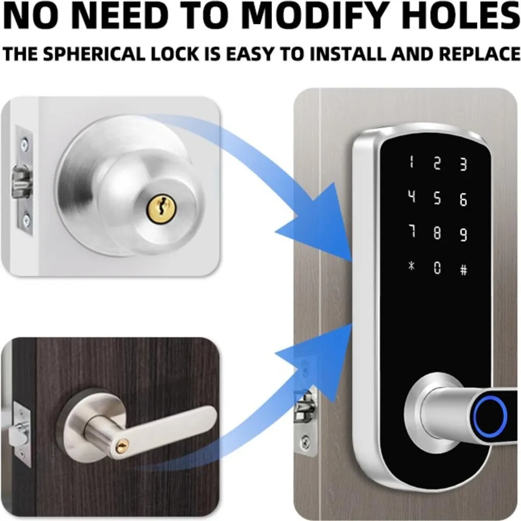 Serrure Connectée Tuya INF Argent - Entrée Biométrique Bluetooth TTLock