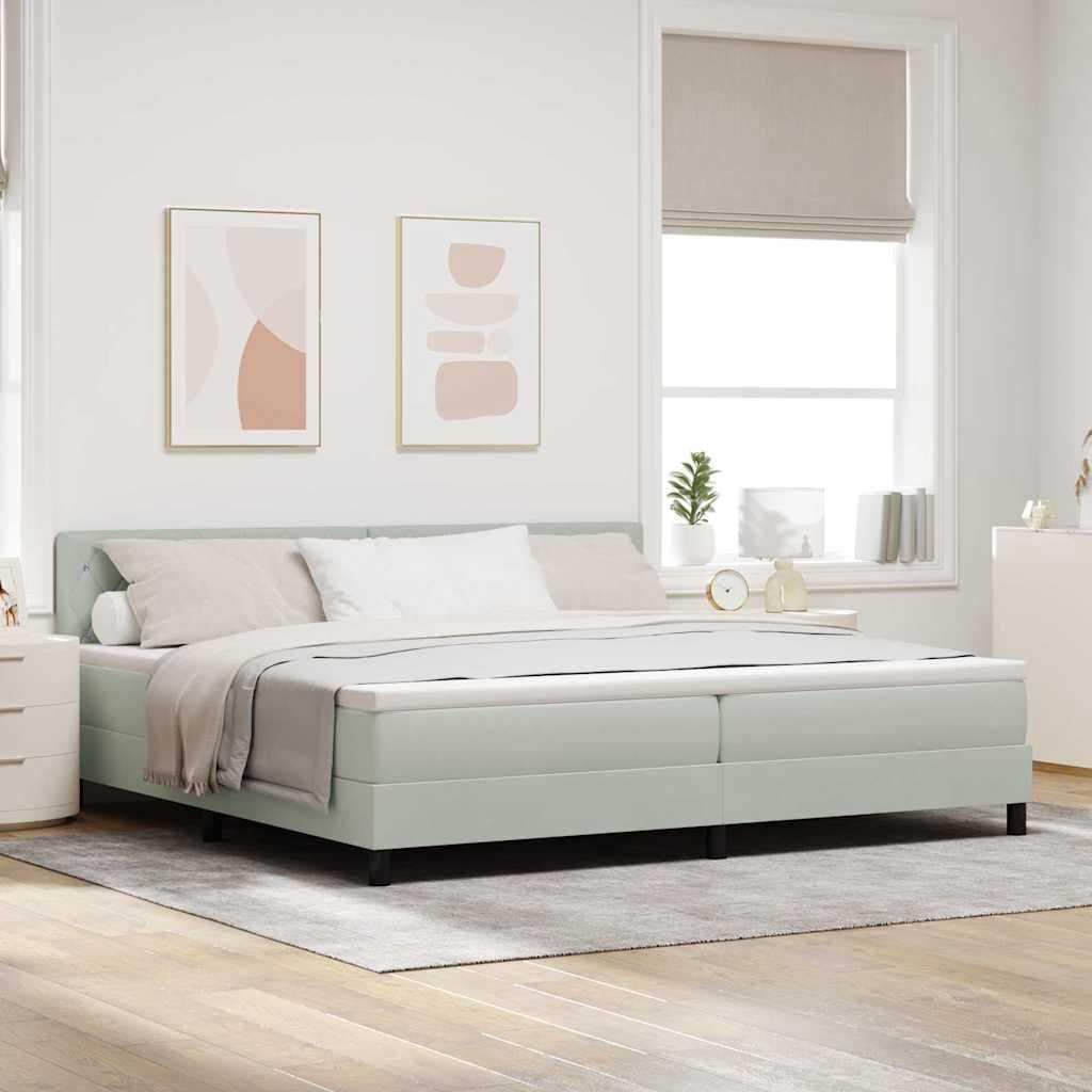 Maison Exclusive - LED Boxspringbett mit Matratze Hellgrau 200 x 200 cm Samt