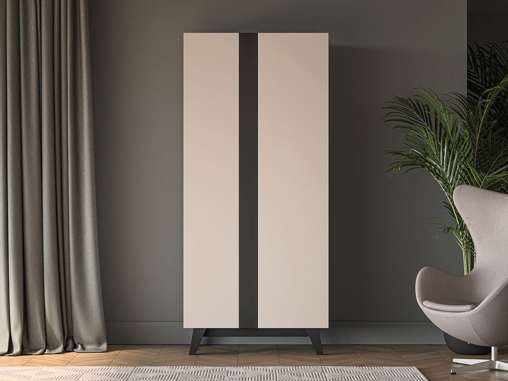 Kleiderschrank 90 cm CHARLOTTE - Kaschmir / Schwarz