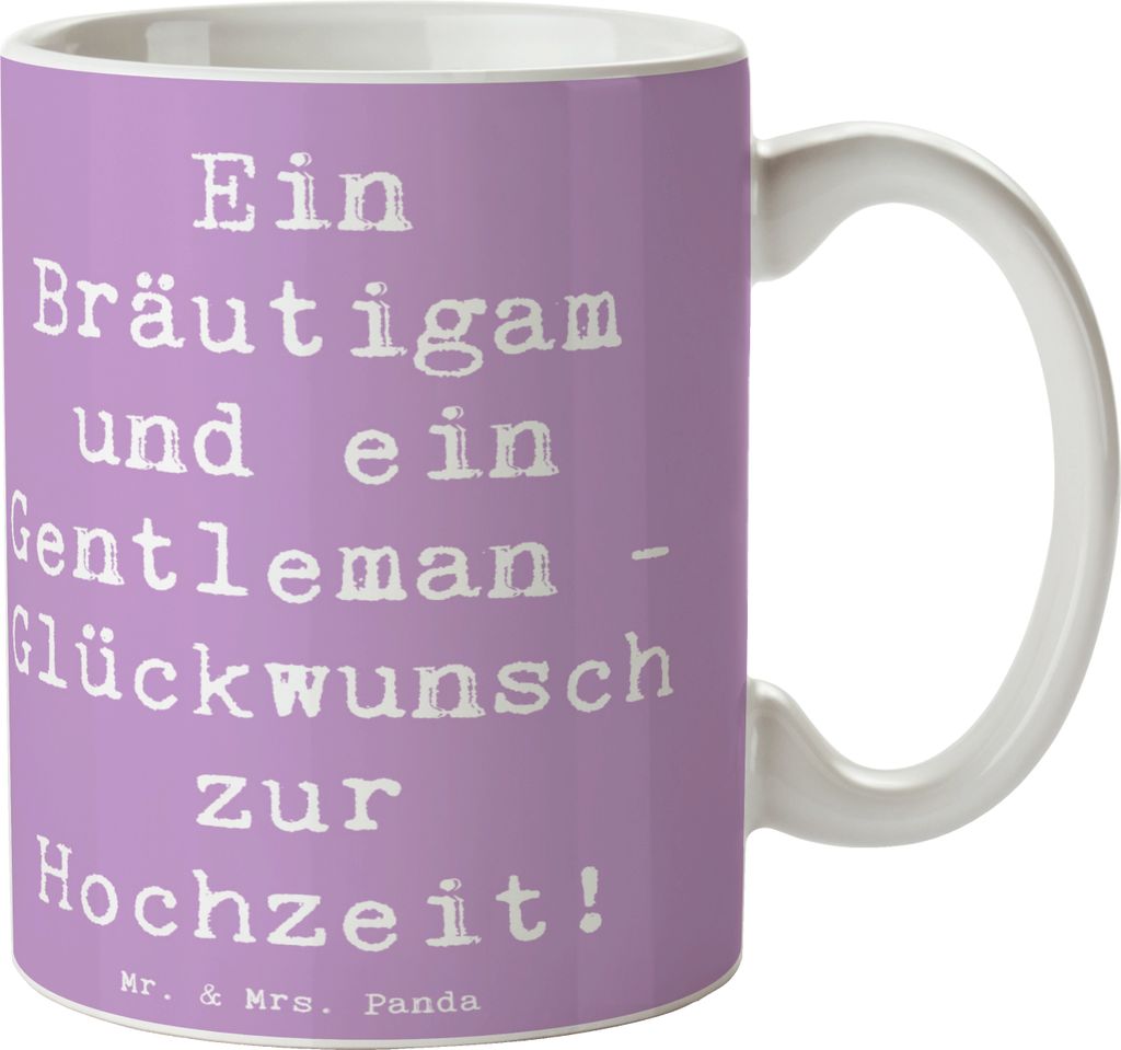 Mr. & Mrs. Panda Becher Spruch Bräutigam Gentleman - Lavendeltraum - Geschenk, Hochzeitstag, besonderer Tag, Freude, Geschenke, Hochzeit, Tasse, T...